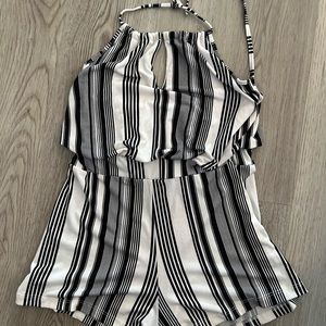 Brandy Melville striped black and white romper